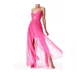 Alice + Olivia‎ Tamar Cut Out Slit Maxi Dress Women's Size 8